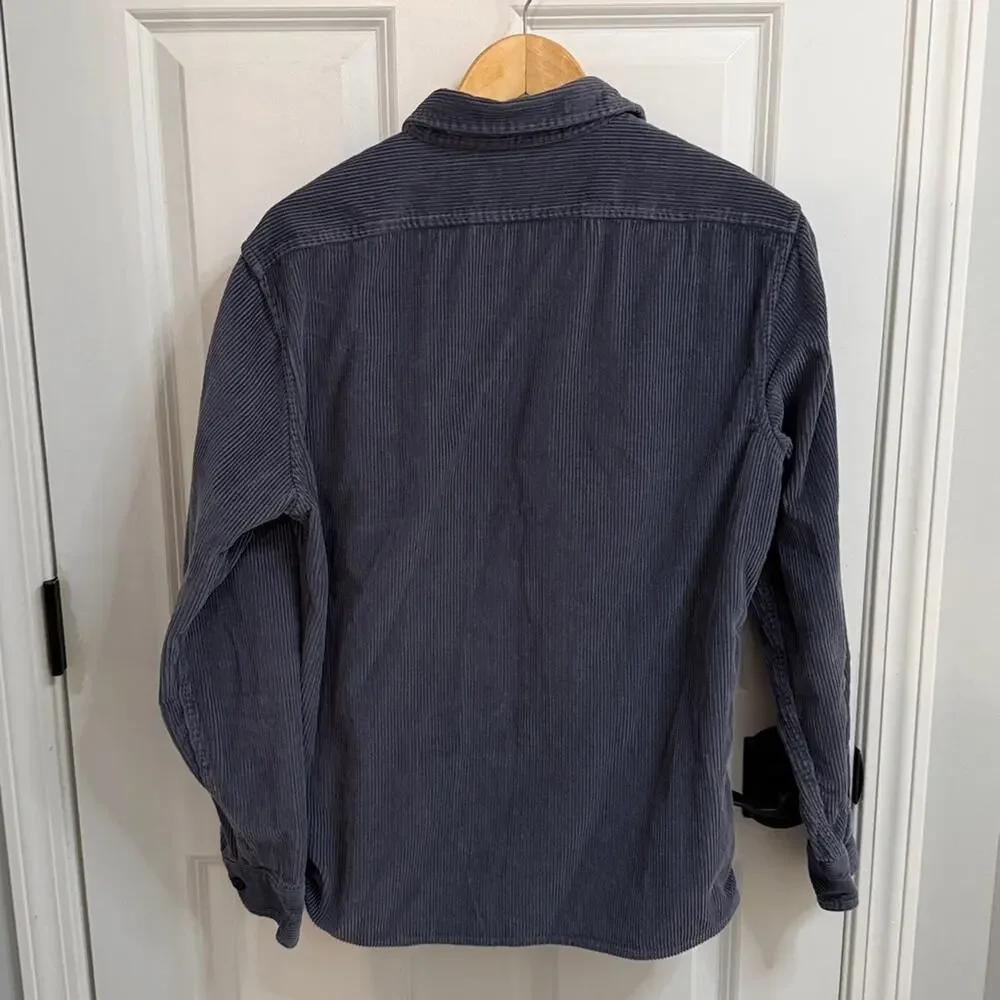 BANANA REPUBLIC 100% Organic Cotton Blue Corduroy Button Down Thick Shirt Size M